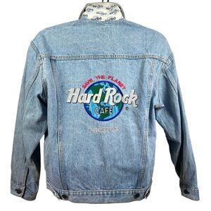 vtg 90's y2k Hard Rock Cafe Phoenix Save The Plane Denim‎ Jacket unisex S